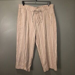 Lee Women's Size 16 Linen & Cotton Straight Leg Capri Pants Striped